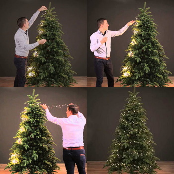 Komplet novogodišnja jelka Bor 180cm + novogodišnje stepenaste LED lampice 6 nivoa 171 LED 180cm toplo bele Lumineo Basic -1
